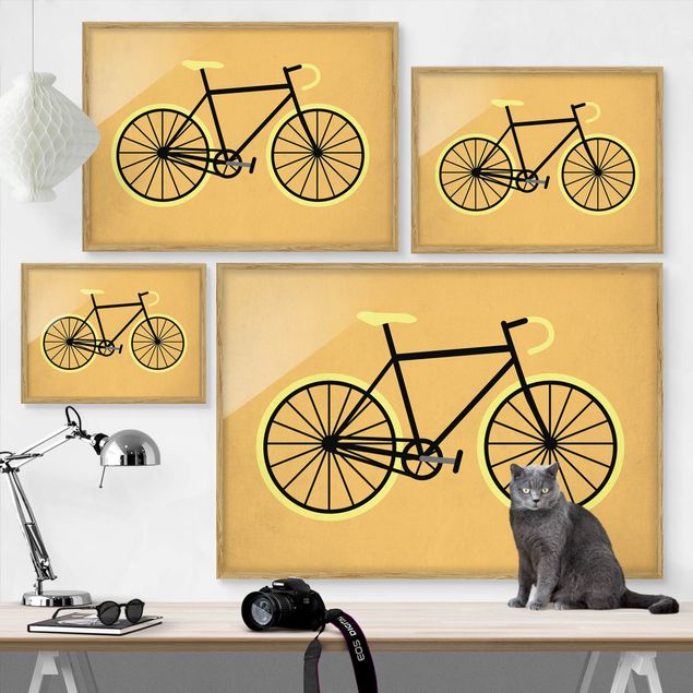 Wandbilder Orange Fahrrad in Gelb