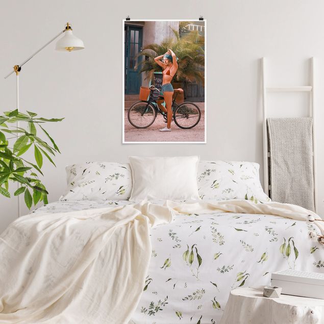 Poster Vintage Fahrrad Mädchen