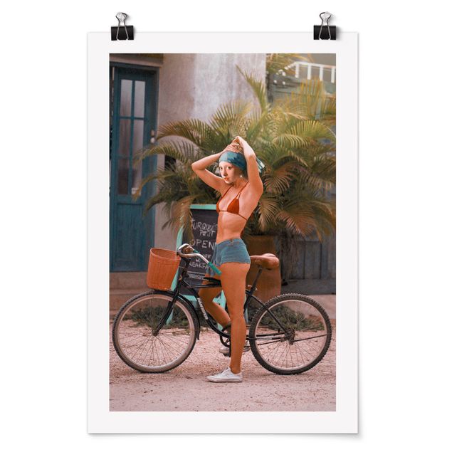 Poster Natur Fahrrad Mädchen