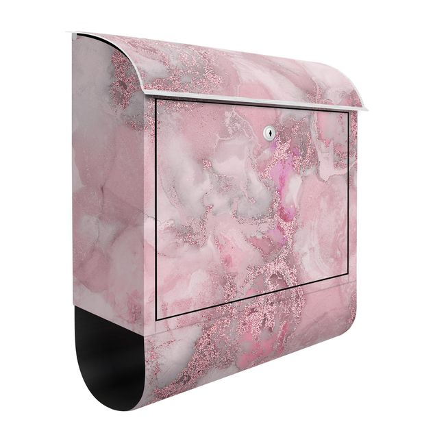 Briefkasten rosa Farbexperimente Marmor Pink und Glitzer
