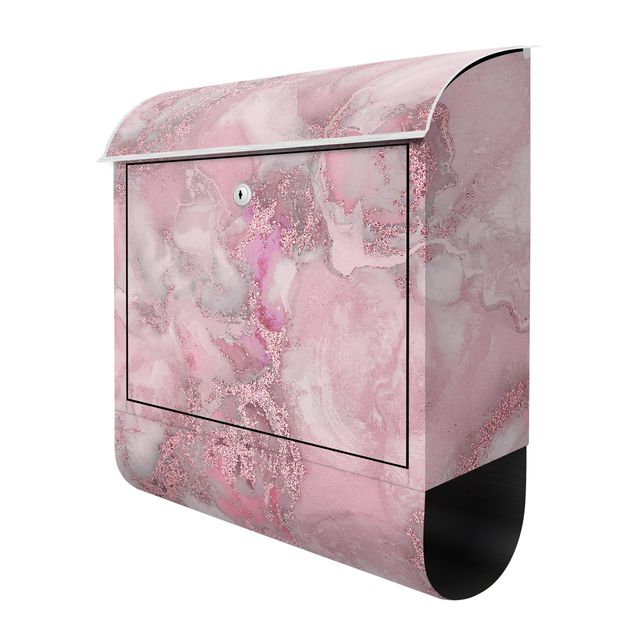 Briefkasten Design Farbexperimente Marmor Pink und Glitzer