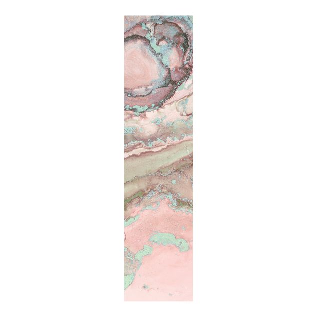 Schiebevorhang abstrakt Farbexperimente Marmor Rose und Türkis