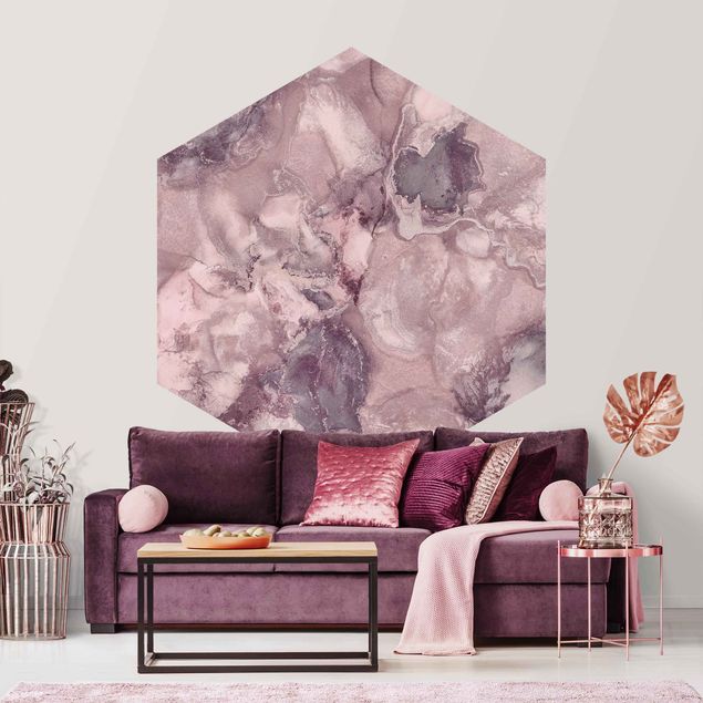 Steintapete Farbexperimente Marmor Violett