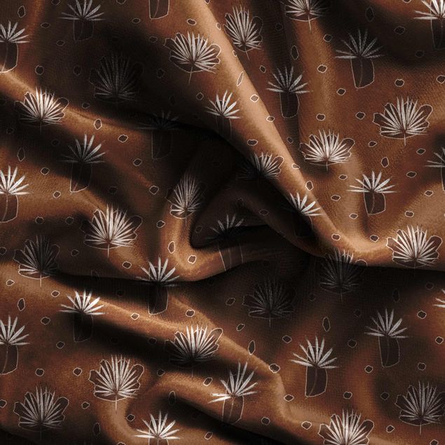 Wanddeko Küche Farn Blätter mit Punkten - Rehbraun