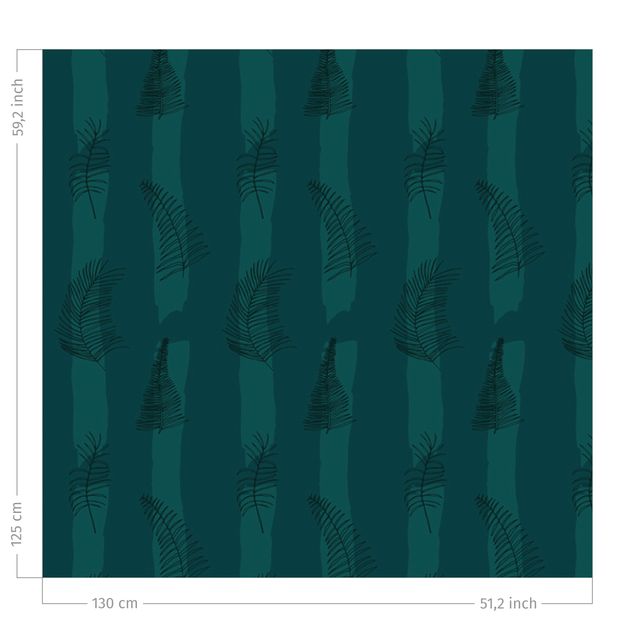 Küche Dekoration Farn Illustration mit Streifen - Dunkle Jade