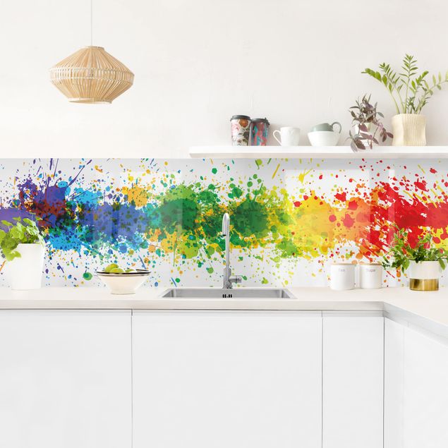 Küchenspiegel Glas Rainbow Splatter I
