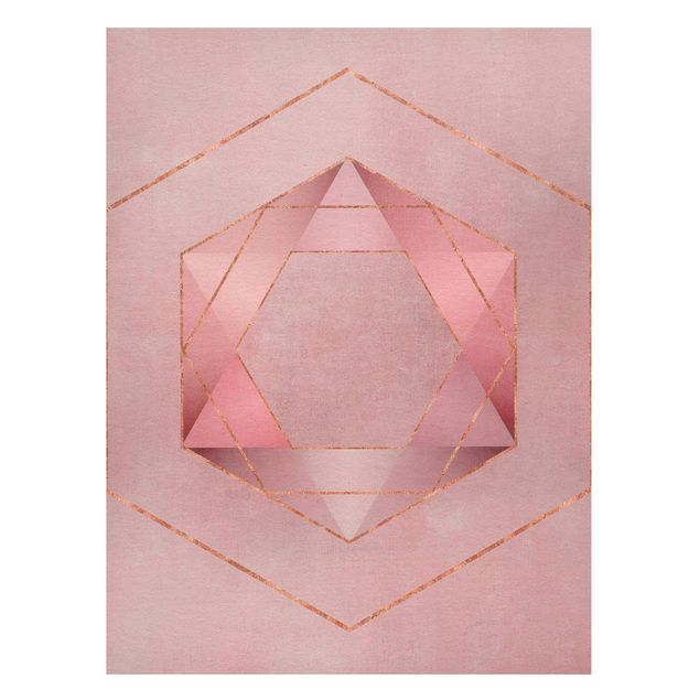 Wandbilder Kunstdrucke Geometrie in Rosa und Gold I