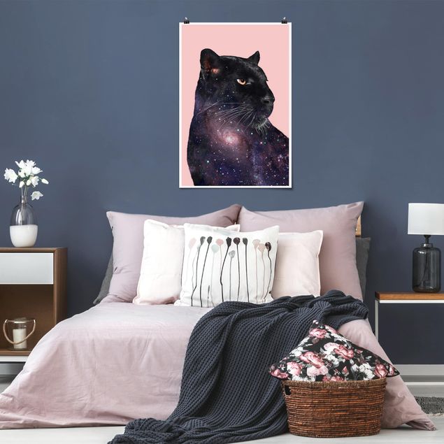 Kunstdrucke Poster Panther mit Galaxie