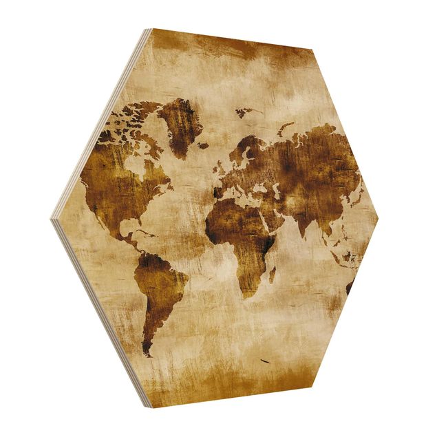 Wandbild Holz No.CG75 Map of the World