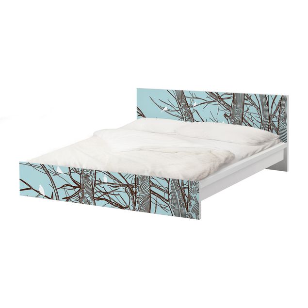 Möbelfolie für IKEA Malm Bett niedrig 160x200cm - Klebefolie Winterbäume
