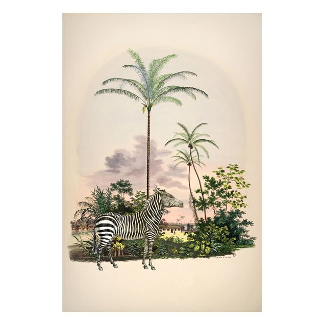 Wandbilder Zebras Zebra vor Palmen Illustration