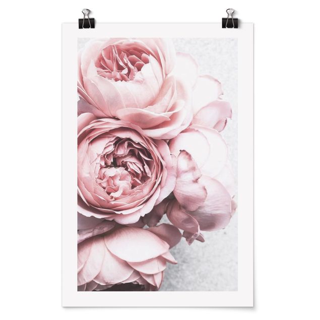 Wandbilder Blumen Rosa Pfingstrosenblüten Shabby Pastell