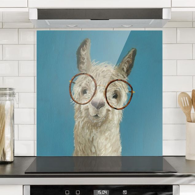 Wanddeko Küche Lama mit Brille I