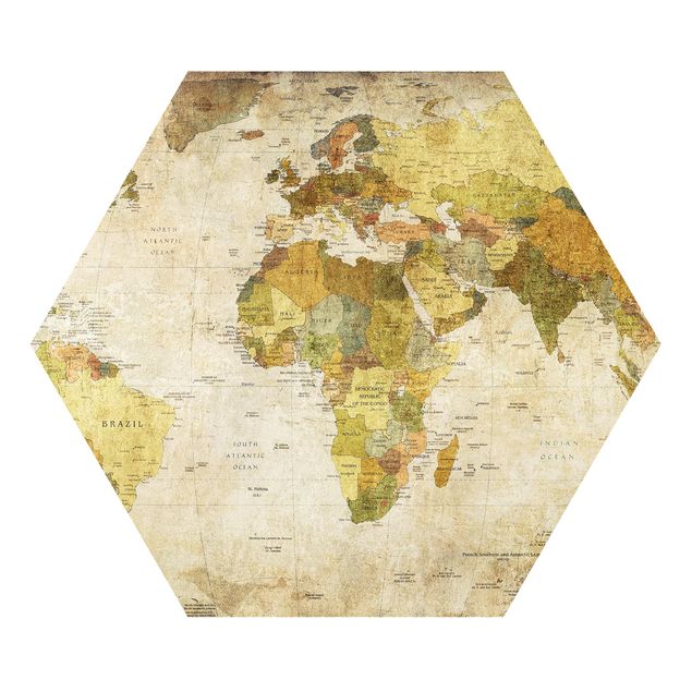 Foto auf Hartschaumplatte Weltkarte