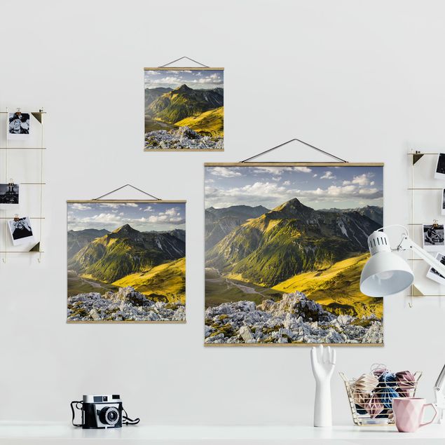 Wandbilder Grün Berge und Tal der Lechtaler Alpen in Tirol