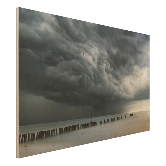 Holzbilder Landschaften Sturmwolken über der Ostsee