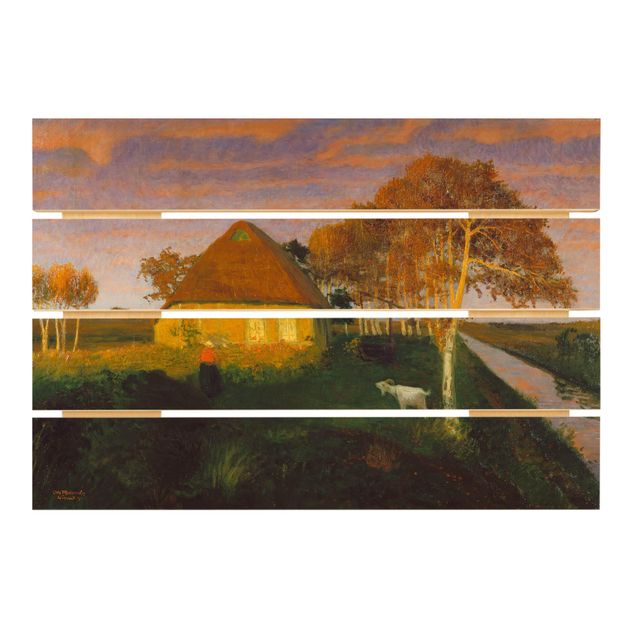 Holzbilder Landschaften Otto Modersohn - Moorkate im Abendsonnenschein