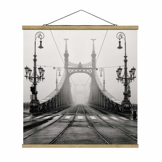 Wandbilder Schwarz-Weiß Brücke in Budapest