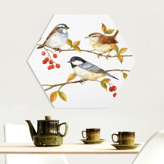 Wandbilder Modern Vögel und Beeren - Meisen
