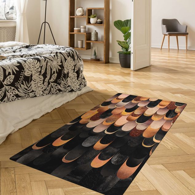 Teppich abstrakt Federn Bronze Schwarz