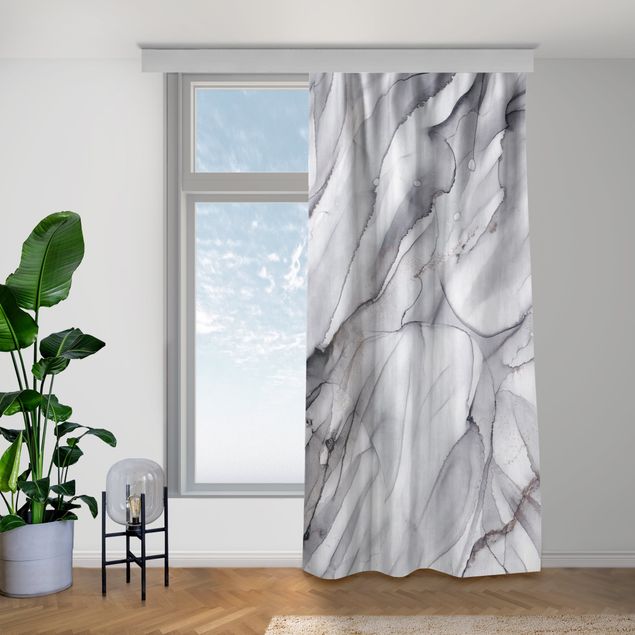 Vorhang modern Felslinien in Grau