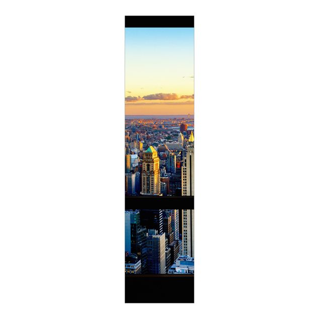 Schiebevorhang Skyline Fensterausblick - Sonnenaufgang New York