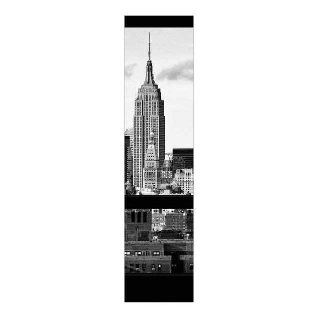 Schiebegardinen Skyline Fensterblick New York Skyline schwarz weiß
