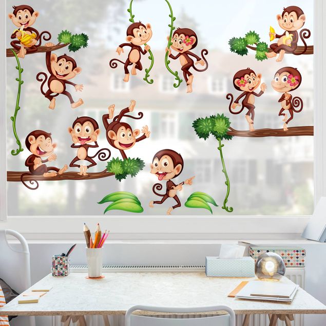 Fensterbilder Blumen Affen des Dschungels