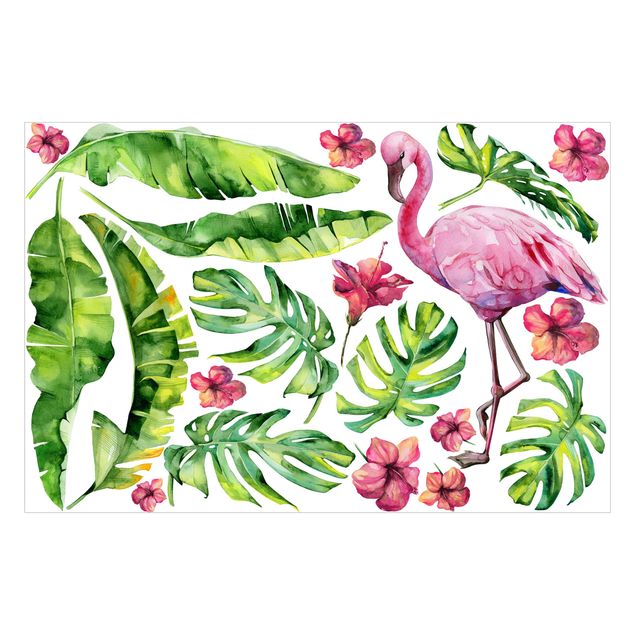 Klebefolien Dschungel Flamingo Blätter Set