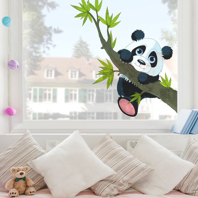 Fensterbilder Blumen Kletternder Panda