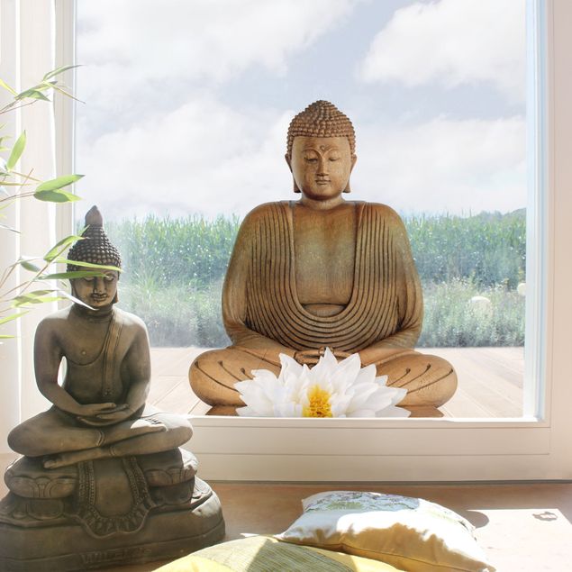 selbstklebende Klebefolie Lotus Holz Buddha