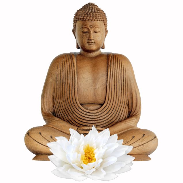 Fenster Aufkleber Lotus Holz Buddha