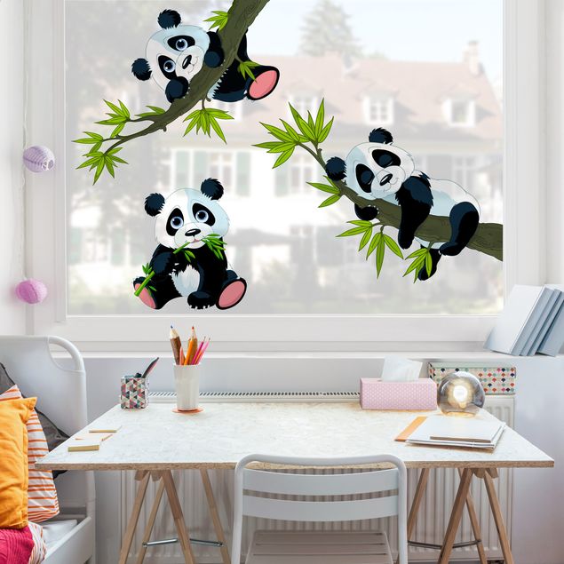 Blumen Fensterbilder Pandabären Set