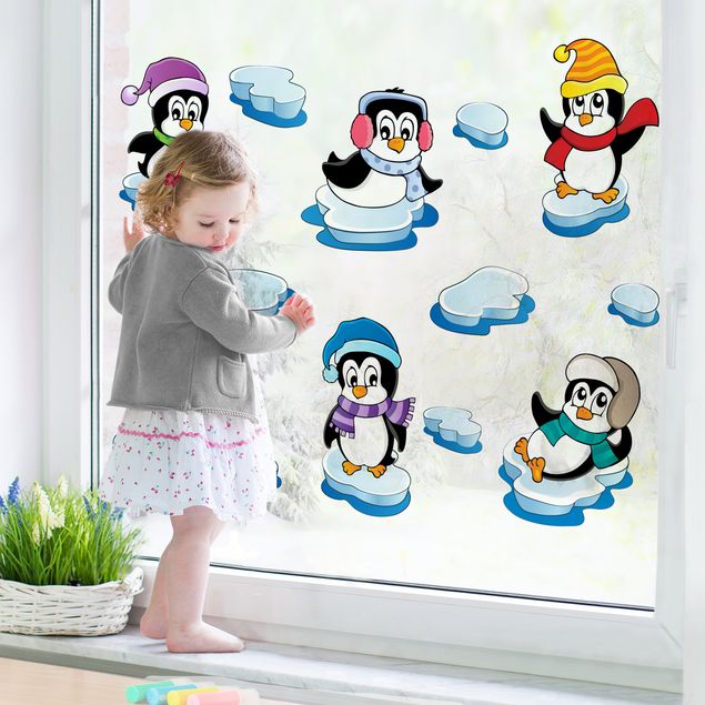 Fenstersticker Tiere Pinguin Winter Set