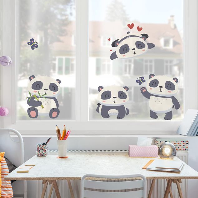 Fenstersticker Tiere Süßes Pandabären Set