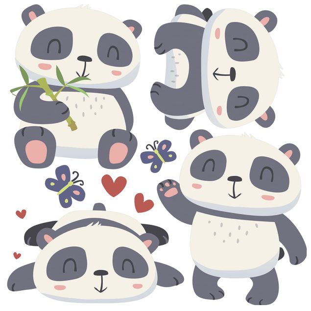 Klebefolien selbstklebend Süßes Pandabären Set