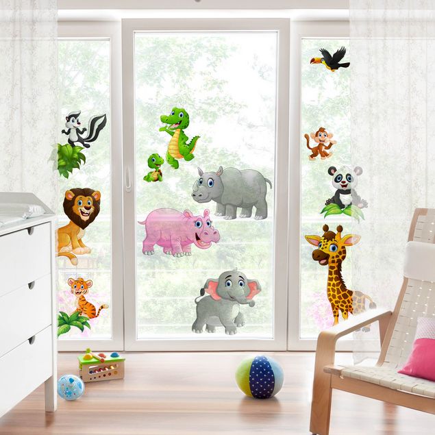Fenstersticker Tiere Tiere des Dschungels