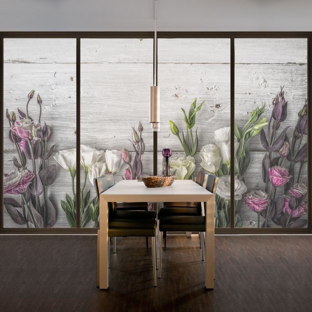Küche Dekoration Tulpen-Rose Shabby Holzoptik