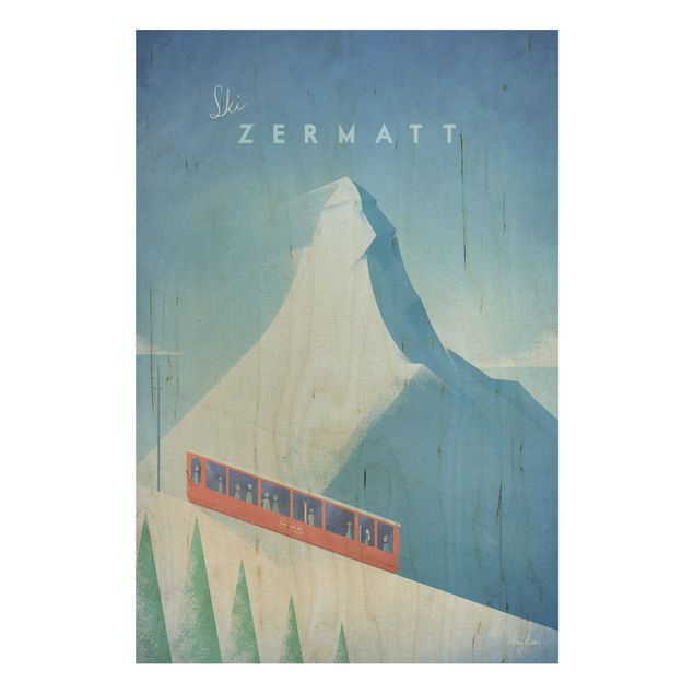 Holzbilder Landschaften Reiseposter - Zermatt
