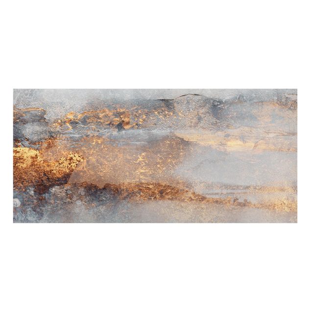 Magnettafel - Gold-Grauer Nebel - Panorama Querformat