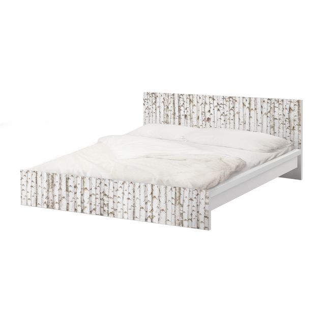 Möbelfolie für IKEA Malm Bett niedrig 140x200cm - Klebefolie No.YK15 Birkenwand