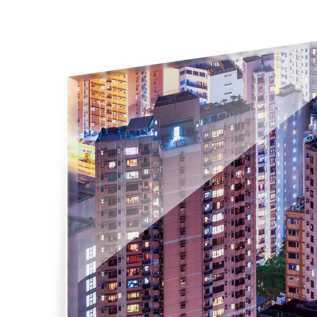 Spritzschutz Glas - Hongkong Lichtermeer - Querformat 2:1