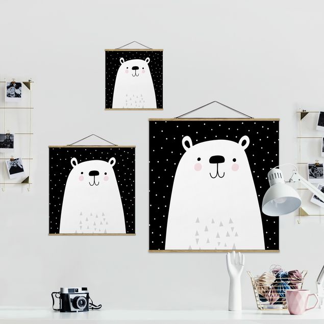 Wandbilder Schwarz-Weiß Tierpark mit Mustern - Eisbär
