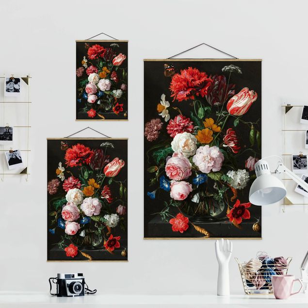 Wandbilder Bunt Jan Davidsz de Heem - Stillleben mit Blumen in einer Glasvase
