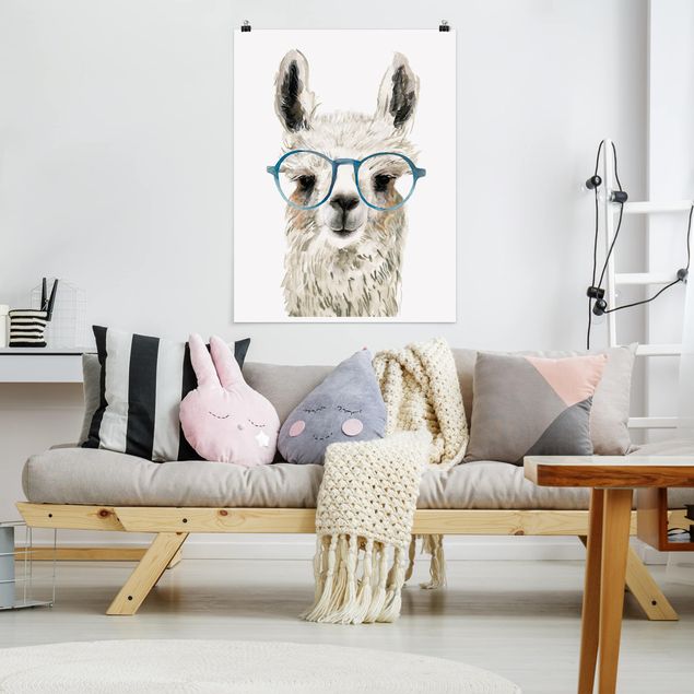 Tierposter Hippes Lama mit Brille III