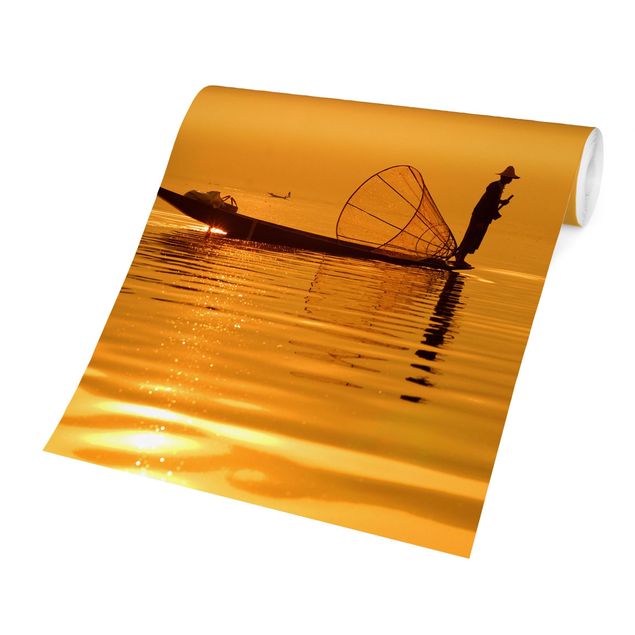 Fototapete modern Fischer im Sonnenaufgang
