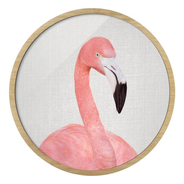 Runde gerahmte Bilder Flamingo Fabian