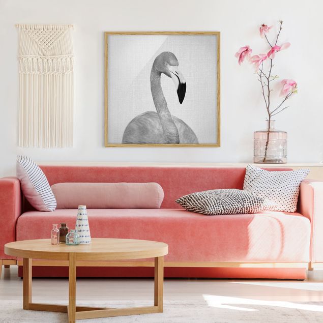 schwarz-weiß Bilder mit Rahmen Flamingo Fabian Schwarz Weiß