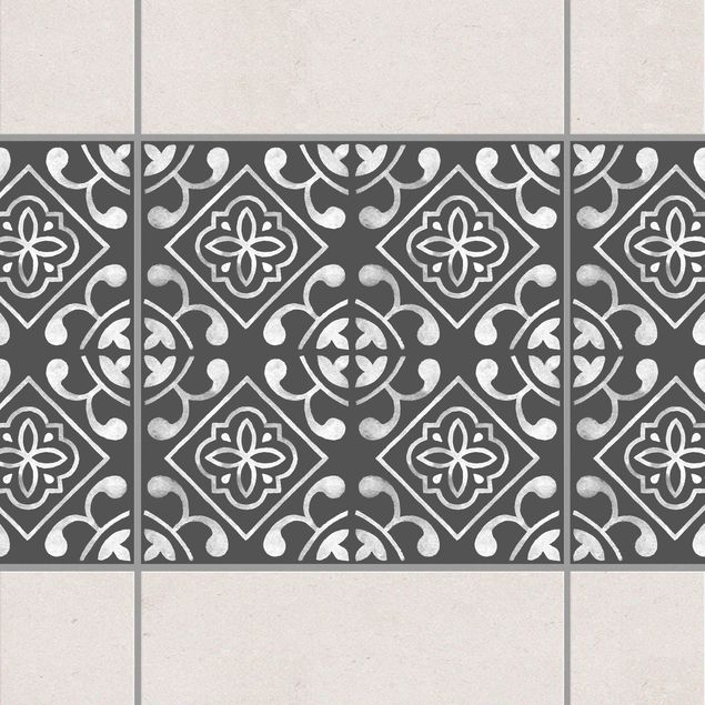 Wanddeko Küche Dunkelgrau Weiß Muster Serie No.02