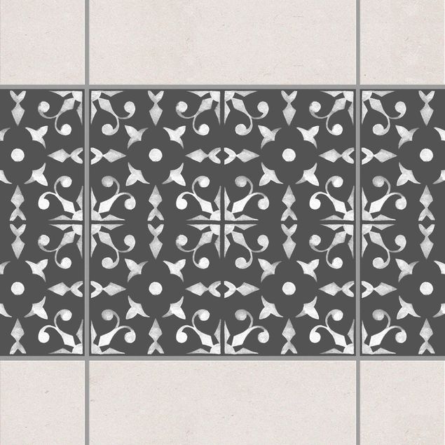 Wanddeko Küche Dunkelgrau Weiß Muster Serie No.06